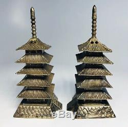 Antique Chinese Sterling Silver Salt and Pepper Shakers in Pagoda Style