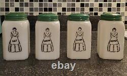 Antique Depression Era McKee Custard Lady with Apron Shaker Set of 4 Salt Pepper