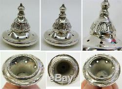 Antique Enameled Art Glass Salt & Pepper Shaker Set Meriden Silverplate Holder