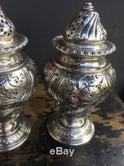 Antique English Sterling Silver Salt Pepper Shakers Castors