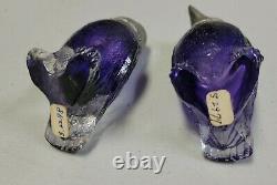 Antique Figural Pair Of Blue Glass Salt & Pepper Shakers Glass Eyes