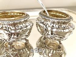 Antique French Sterling Silver And Crystal Salt & Pepper Set
