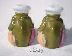 Antique GERMAN Porcelain Salt Pepper Mustard Jar Condiment Set FIGURAL WHIMSICAL