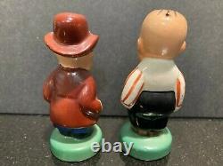 Antique Germany Ceramic Barney Comic Strip Googly Eyed Smoking Men Salt & Pepper