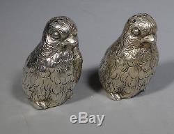 Antique Novelty Dutch Silver Chick Bird Salt And Pepper Cruet Cellars