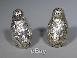 Antique Novelty Dutch Silver Chick Bird Salt And Pepper Cruet Cellars