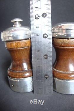 Antique Peugeot pepper mill and salt wood and silver plate france FREE SHIPPINGb