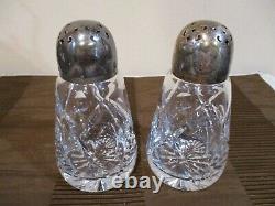Antique Royal Brierley Cut Glass Crystal Salt/Pepper Shakers, 5.5 Tall (2pcs)