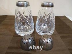 Antique Royal Brierley Cut Glass Crystal Salt/Pepper Shakers, 5.5 Tall (2pcs)