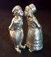 Antique Silver Salt Pepper Shakers Figural Dutch Boy Girl Kissing 800 8.3oz 4.2