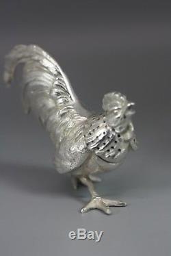 Antique Sterling 800 Silver Roosters Salt & Pepper Shakers Novelty Cruet Set