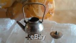 Antique Sterling Silver 950 Figural Salt Pepper Cruet Stove Teapot Marked