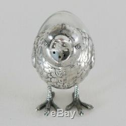 Antique Vintage Italian Solid 800 Silver Crystal Salt Pepper Shaker Figural Bird
