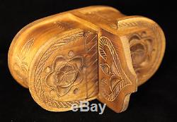 Antique Wooden Pantry or Salt & Pepper Box with Carved Patters