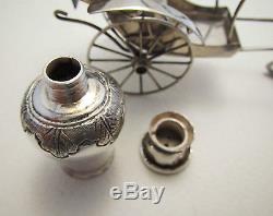 Antique c1900 Chinese Export Solid Silver Salt Pepper Pot Shaker RICKSHAW CRUET