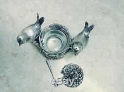 Antique sterling silver salt and pepper shakers with sugar bowl and spoon W&B Co