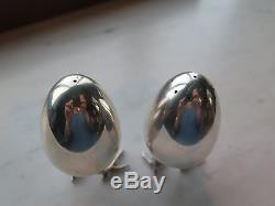 Asprey Sterling Silver Egg shaped Salt and Pepper shakers