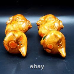 Atomic Age Cats Salt and Pepper Shakers with Green Eyes Spotted Cats 5in Tall