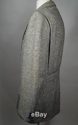 BELTED BACK Salt Pepper Wool Tweed Sport Coat Jacket True 1930s Vintage 44