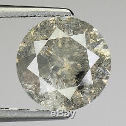 BIG! 3.29cts 9.2mm Gray Natural Loose Salt & Pepper Diamond SEE VIDEO