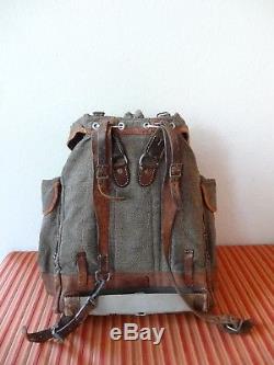BIG Vintage Swiss Army Military Backpack Rucksack 1946 CH Canvas Salt & Pepper