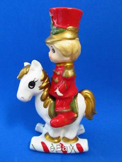 BOY SOLDIER ON A ROCKING HORSE 2 PC Salt and Pepper Shakers LEFTON CHRISTMAS
