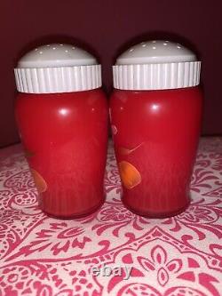 Bartlett-Collins Orchard Range Size Glass Hand Painted Salt Pepper Shakers Red