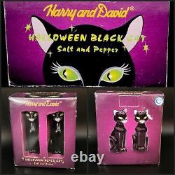 Black Cat Green Eyes Salt And Pepper Shakers 2005 Harry And David Halloween