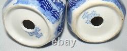 Blue Willow Muffeneer Sugar Shakers Set of 2 No Plugs Made in Japan Moriyama