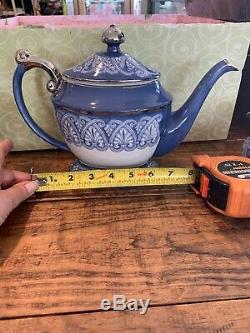 Bombay Blue/White Tea Set Teapot, Sugar/Creamer, Salt/Pepper, Biscuit Jar NWOT