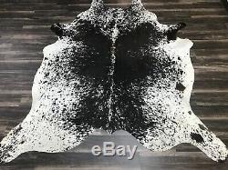 Brazilian Black Salt And Pepper cowhide rug size 92x82 inches AU-1451