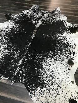 Brazilian Black Salt And Pepper cowhide rug size 92x82 inches AU-1451