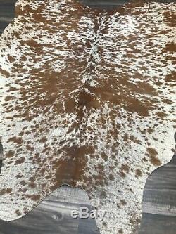 Brazilian Brown Salt And Pepper cowhide rug size 70x63 inches AU-1697
