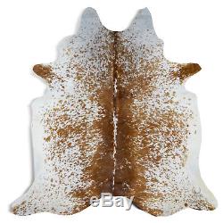 Brazilian Rodeo Cowhide Rug Salt and Pepper (Brown and White) approx 6X7 feet