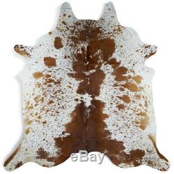 Brazilian Rodeo Cowhide Rug Salt and Pepper (Brown and White) approx 6X7 feet