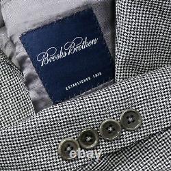 Brooks Bros Made Italy Salt & Pepper Houndstooth Wool Men Sport Coat Jacket 42S