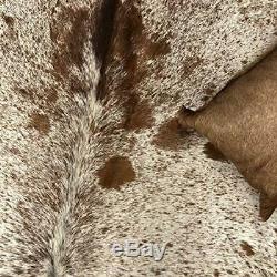 Brown White Salt Pepper Cow Hide Rug Natural Cow Hide Brazilian Hair On Hide 5x5