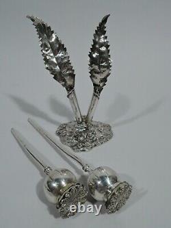 Buccellati Salt & Pepper Shakers Figural Flowers Italian Sterling Silver