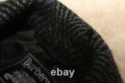 Burberrys VTG Heavy Tweed Wool Overcoat Herringbone Salt & Pepper Belted Large