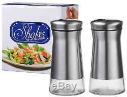 CHEFVANTAGE Salt and Pepper Shakers Set with Adjustable Holes Stainless Steel