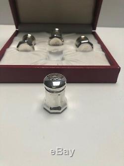 Cartier Vintage Set Of 4 Sterling Salt And Pepper Shakers Original Box