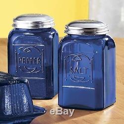 Cobalt Blue Square Salt and Pepper Shakers