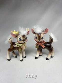Commodore Deer Salt and Pepper Shakers, Fur Tails, Doe and Buck