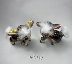 Commodore Deer Salt and Pepper Shakers, Fur Tails, Doe and Buck