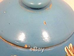 Cookie Jar Ransburg Grease Salt & Pepper Shakers Blue Flowered Stoneware Crock