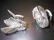 Crystal and Silver Plated Swan Shaped Salt and Pepper Set Jardienere Condiment