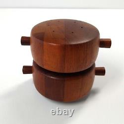 DANSK Teak Salt Shaker Pepper Grinder Plastic IHQ Denmark Double Barrel 824