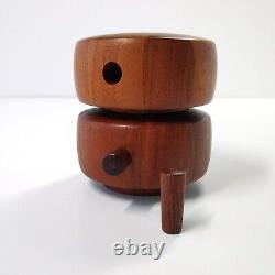 DANSK Teak Salt Shaker Pepper Grinder Plastic IHQ Denmark Double Barrel 824