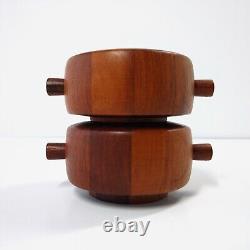 DANSK Teak Salt Shaker Pepper Grinder Plastic IHQ Denmark Double Barrel 824