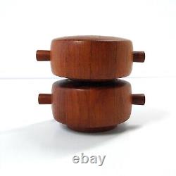 DANSK Teak Salt Shaker Pepper Grinder Plastic IHQ Denmark Double Barrel 824